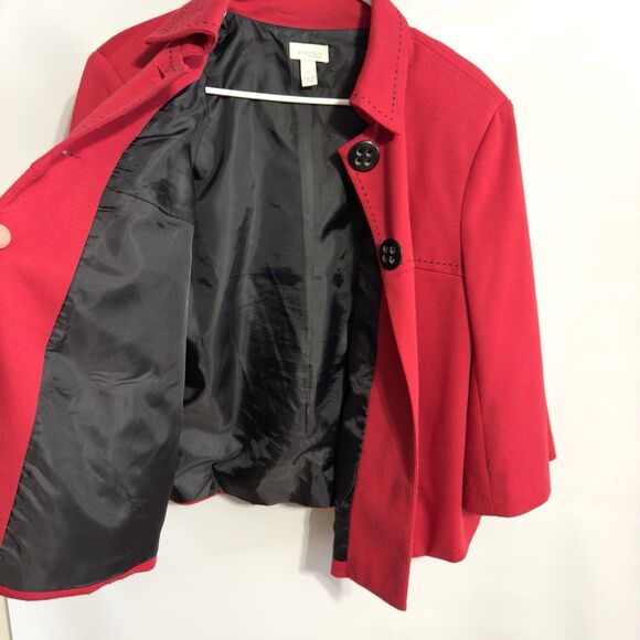 Dressbarn Woman XL Blazer Jacket w/ 2 Large Buttons Red & Black Polyester - Picture 7 of 10